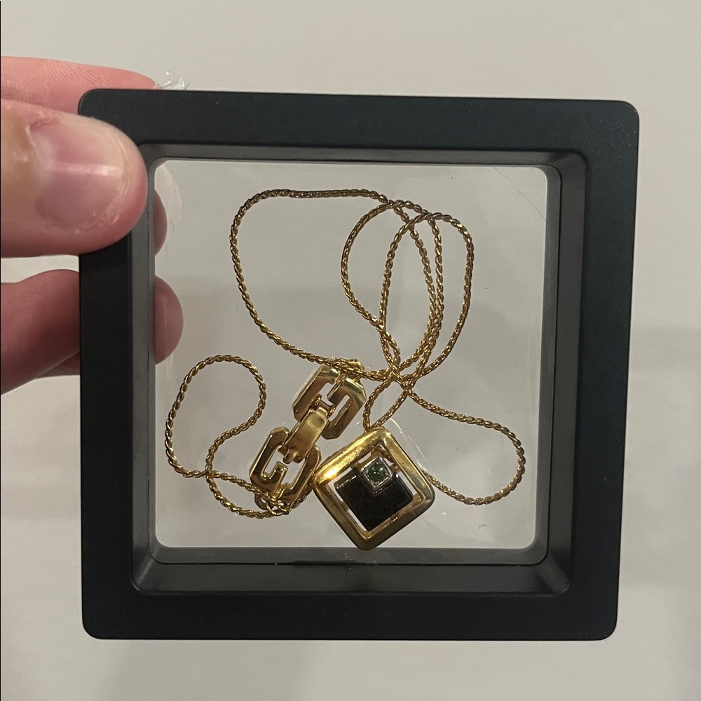 Givenchy Gold Necklace with Black and Green Details